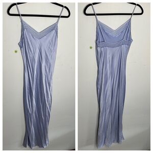Vintage 2001 Y2K Victoria’s Secret Silk Slip Maxi Dress Sz Med Periwinkle Blue